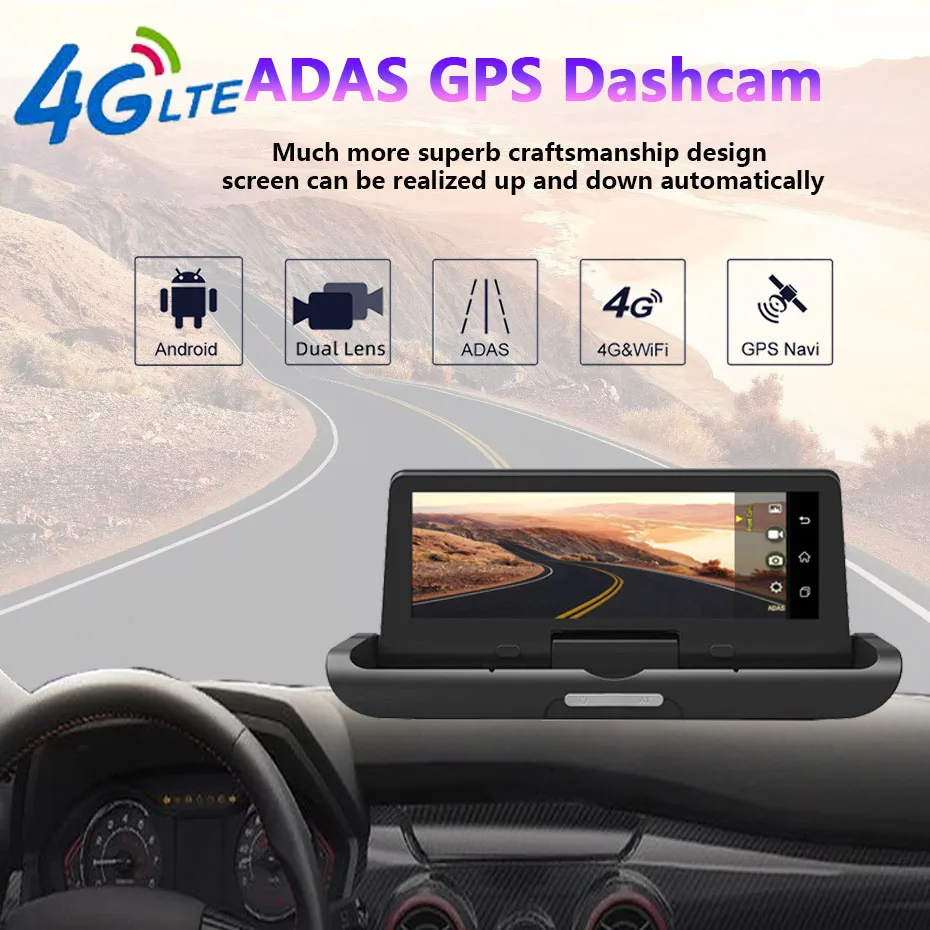 Автомобильный видеорегистратор WHEXUNE 8 дюймов, 4G, Android, Full HD, 1080 P, автомобильная камера, gps навигатор, ADAS, двойной объектив, ночное видение, Автомобильный видеорегистратор, видеорегистратор