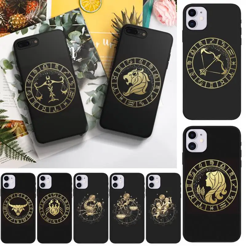 

FHNBLJ Zodiac Signs Phone Case Fundas Shell Cover For Iphone 6 6s 7 8 Plus Xr X Xs 11 12 13 Mini Pro Max