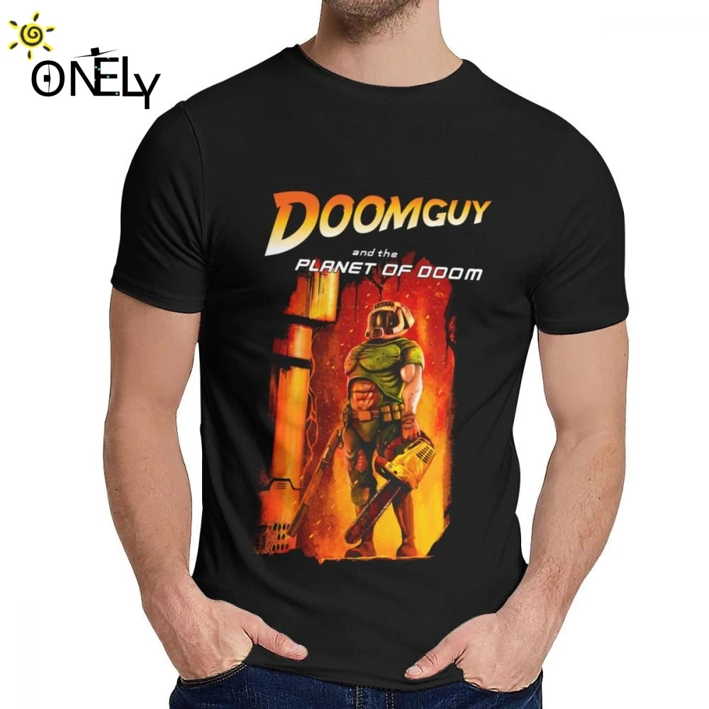 Круглый вырез горловины Doomguy в планеты судьбы летняя футболка для мужчин мягкий