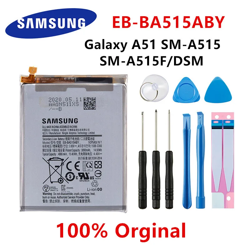 

SAMSUNG Orginal EB-BA515ABY 4000mAh Replacement Battery For Samsung Galaxy A51 SM-A515 SM-A515F/DSM Batteries+Tools