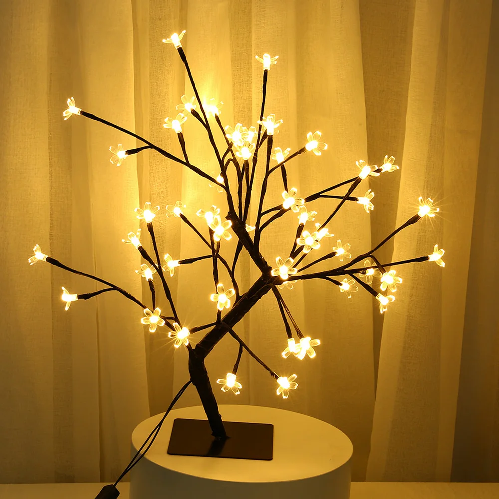48 LED ЕС вилка вишня цветущее дерево свет настольные лампы Ночник для дома спальни