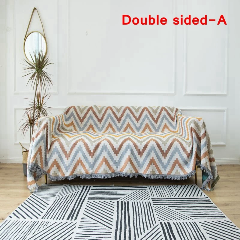 安い ボヘミアンニットソファ毛布椅子ラウンジthrowベッド幾何波タペストリーベッドカバー屋外ビーチタオル旅行大人の毛布