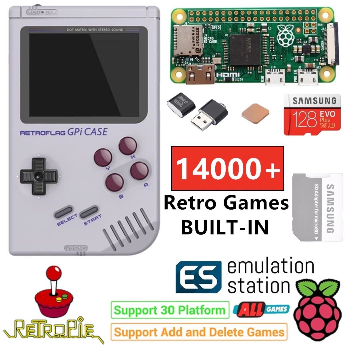 Raspberry Pi Zero портативная игровая консоль GPi чехол безопасное отключение 128 ГБ 14000 +