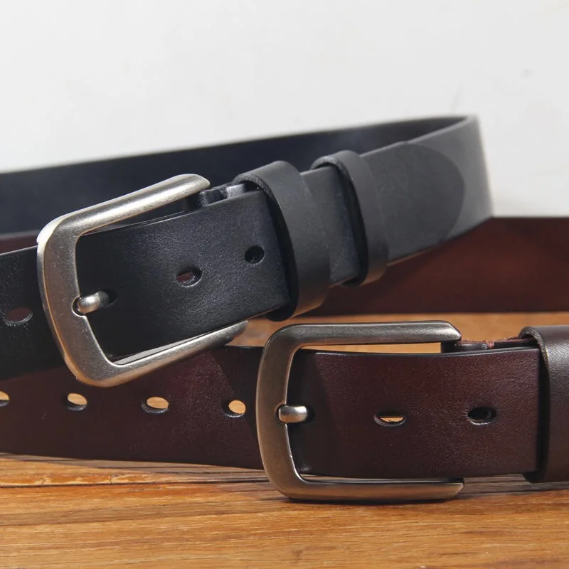 Fashion luxury retro pin buckle casual cowhide no interlayer 100% genuine leather men's belt For Cowboy Jeans Vintage belt