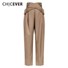 Брюки CHICEVER женские с завышенной талией, повседневные Прямые свободные штаны с перекрестными поясами, одежда в полную длину, 2021