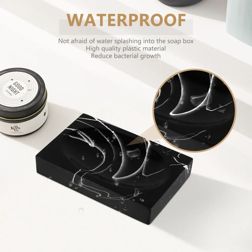 

5Pcs Marbling Toothbrush Rack Mouthwash Cup Soap Plate Bathroom Supplies (Black)