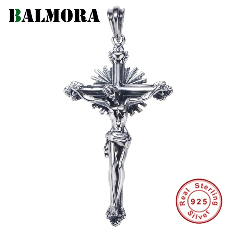 

BALMORA, подвеска из стерлингового серебра 925 пробы, Иисус Распятие Крест, подвески для женщин и мужчин, религиозная, христианская, модные украшения без цепи