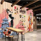 Настенная бумага в стиле ретро гейши вишни японской кухни 3D Искусственные суши промышленный Декор настенная бумага 3D обои