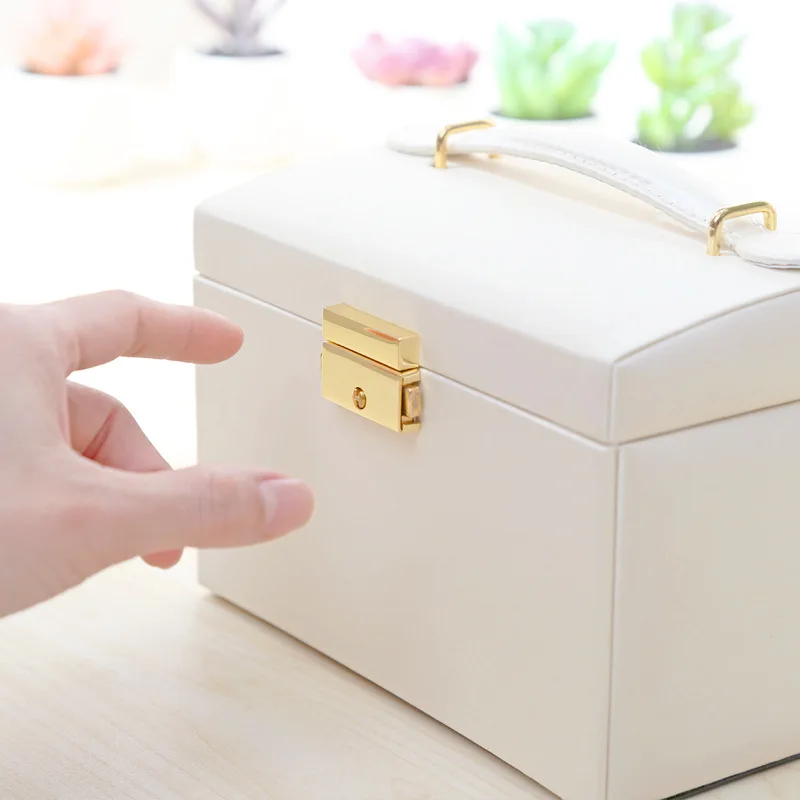 

Multi-layer Portable Jewelry Box PU Leather Jewelry Container For Women Necklace Earrings Ring Storage Case Treasure Organizer