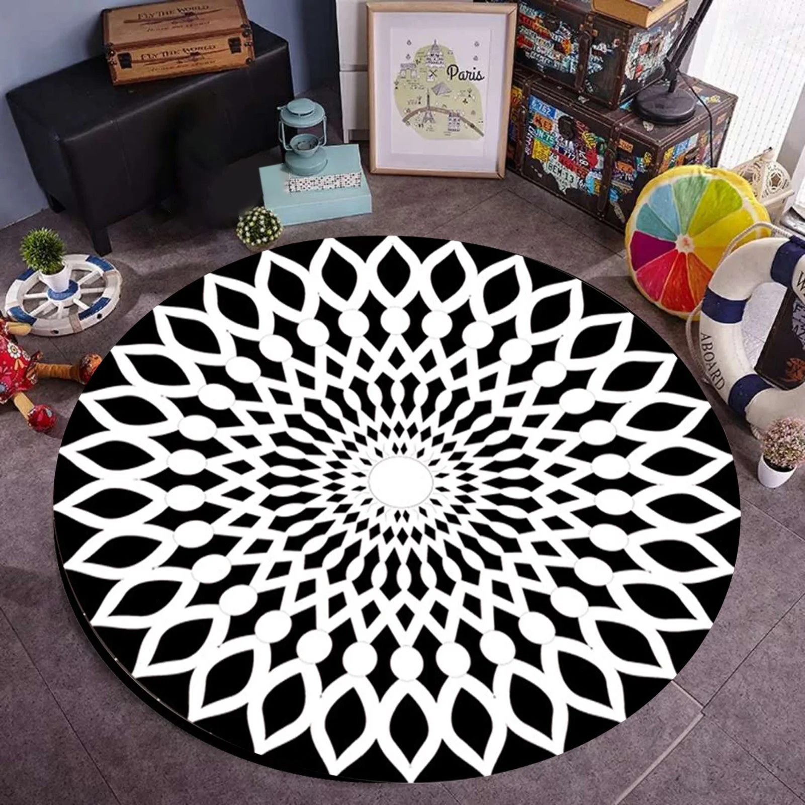 3D космический круглый ковер нескользящий коврик напольный для гостиной столовой
