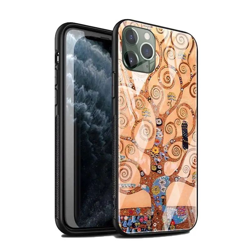 Чехол Gustav Klimt the kiss из закаленного стекла с рисунком для iPhone 11 12 13 Pro MAX Mini 7 8 X XR XS 6 6S
