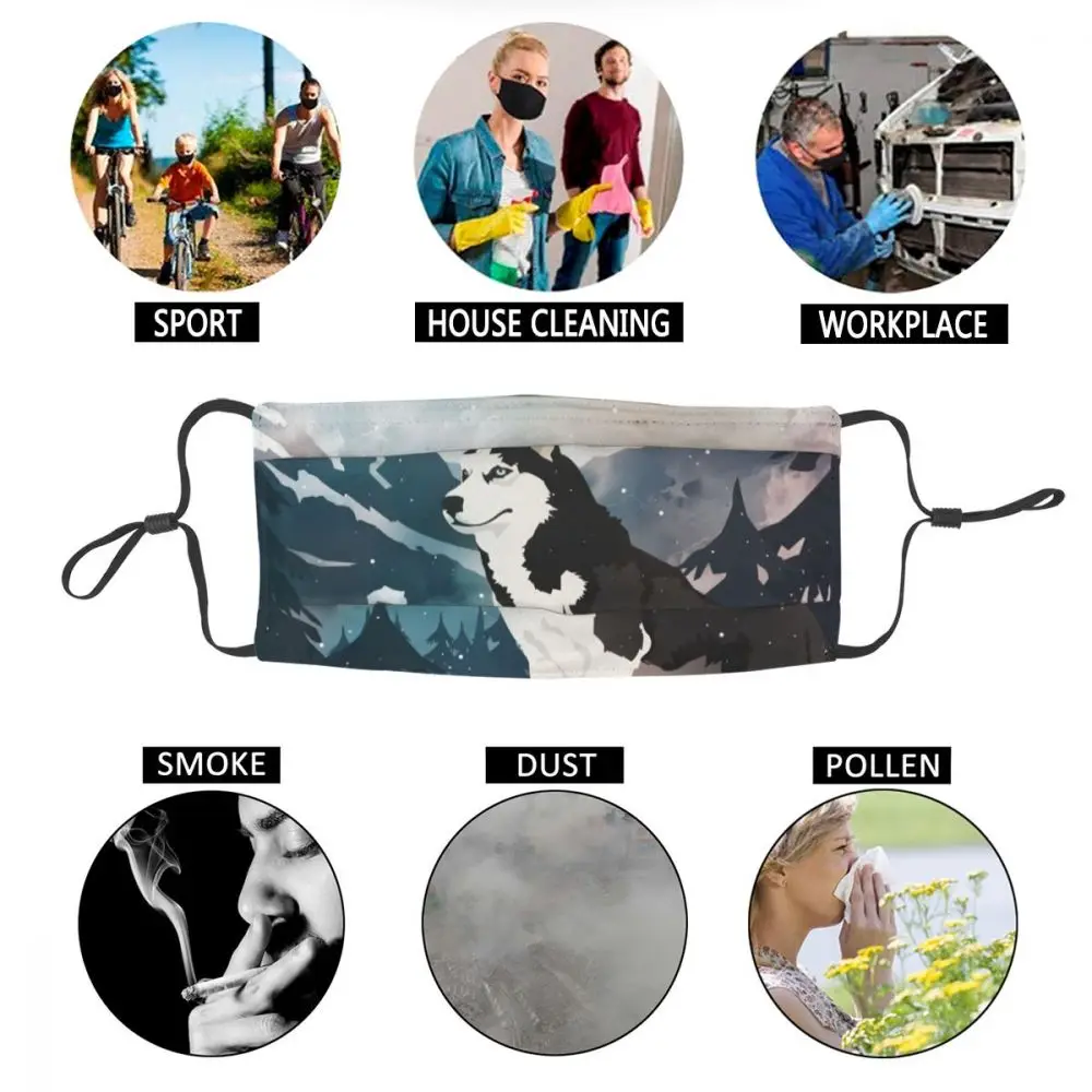

Mountain Siberian Husky Dog Non-Disposable Mouth Face Mask Adult Animal Pet Anti Dust Haze Mask Protection Cover Respirator