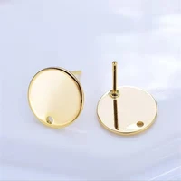 6pcslot new real gold color plated brass glossy round charms earrings settings connectors for diy jewelry making accessories