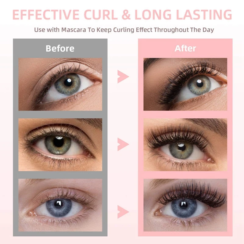 

USB Rechargeable Eyelash Curler for Quick Natural Curling Long Lasting Eyelashes Curl Tool Heated Eyelash Curler