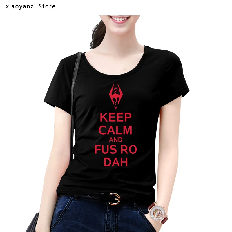 Женская хлопковая футболка с надписью Keep Calm And принтом модная круглым вырезом