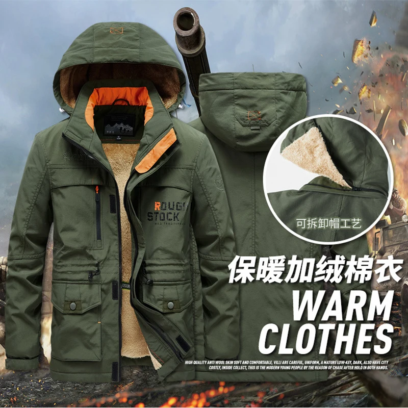 Осенне зимние мужские парки модная куртка с бархатной подкладкой модель 2021 года