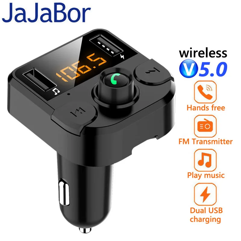 Jajabor Bluetooth 5 0 автомобильный комплект беспроводной fm-передатчик громкой связи