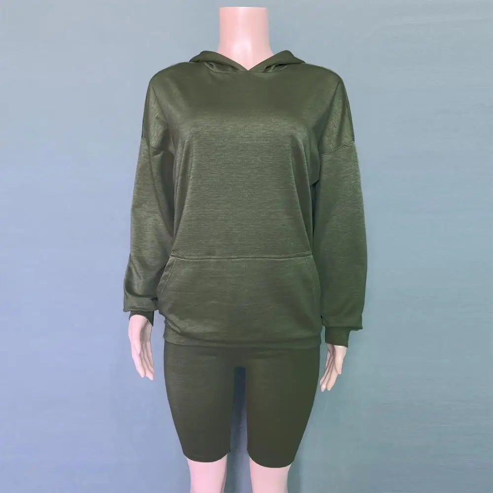 

Gtpdpllt 2020 Autumn Loose Long Sleeve Sweatshirt Top Hoodie And Biker Shorts Women Set Sport Casual Two Piece Sets Tracksuit