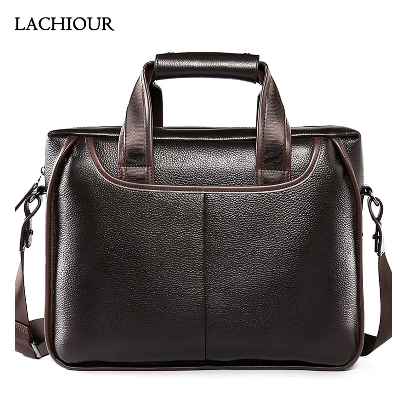 Business Handbag for Men Genuine Leathe Laptop Bag Male Large Cowhide Leather Shoulder Bag Soft Men's Briefcase Totes