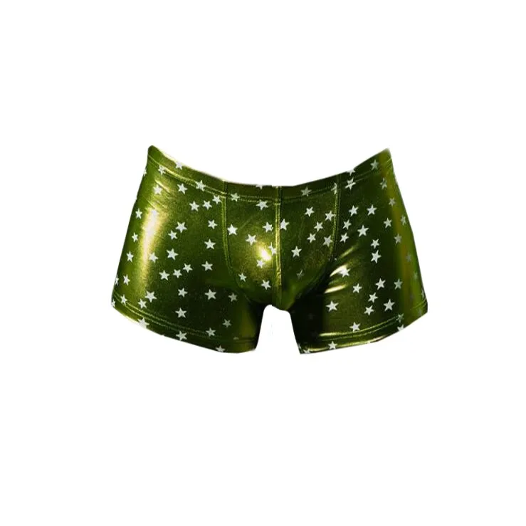 Green Нижнее белье для геев, боксеры, мужские шорты, трусы, мужские мягкие трусы-боксеры, кожаные трусы с мешочком, нижнее белье для геев, cueca masculina - Цвет: Green