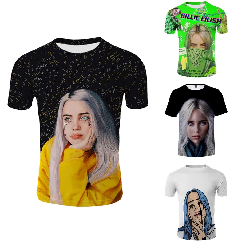3D для мужчин женщин девушка Популярные футболки с принтом музыка певица Билли
