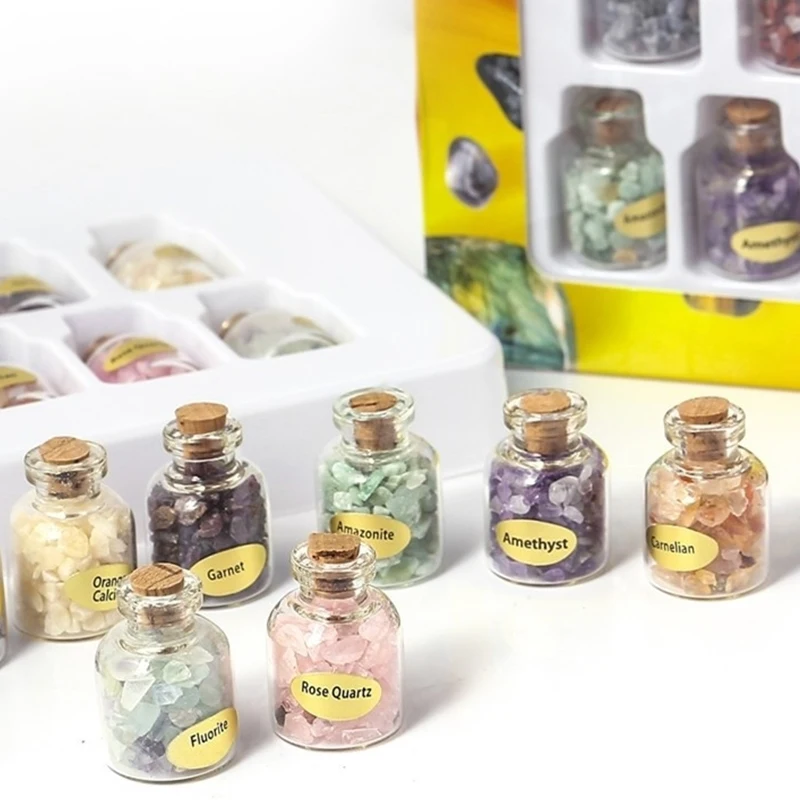 Натуральный кристалл кварца камень гравий Желая бутылка набор мини минеральный