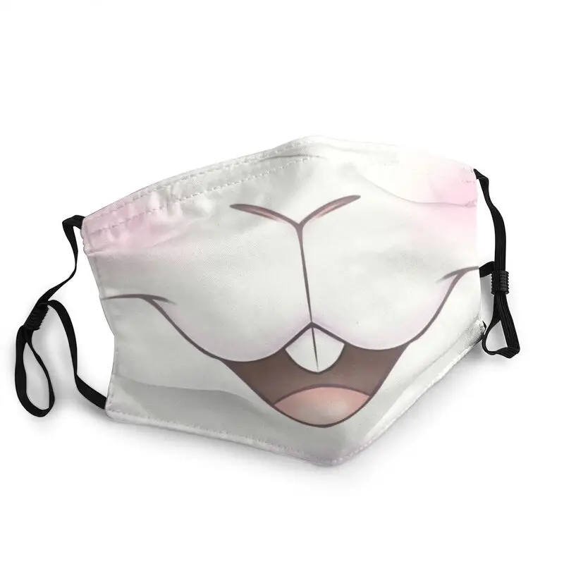 

Non-Disposable Cute White Bunny Smile Mask for Face Rabbit Anti Haze Dustproof Protection Mask Respirator Mouth Muffle