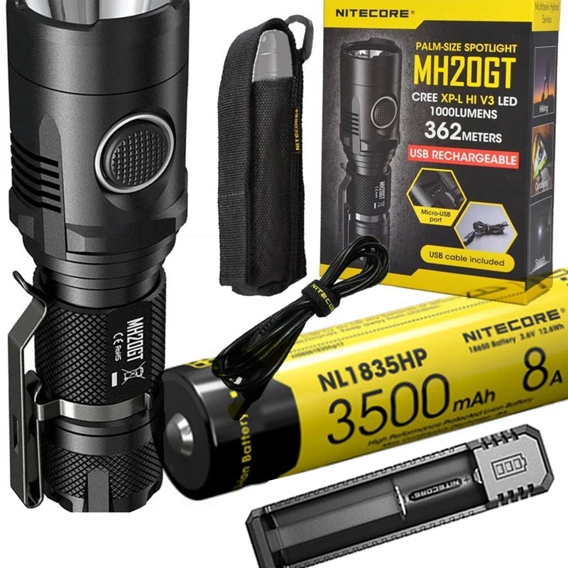 NITECORE MH20GT USB вспышка с прямой зарядкой светильник CREE XP-L HI V3 max 1000 люмен луч 362 м
