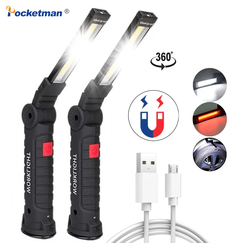 Портативный светодиодный фонарик с COB матрицей многофункциональный складной