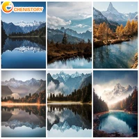 chenistory oil painting by numbers lakes landscape diy acrylic paint by numbers for adults kits home decor coloring by numbers