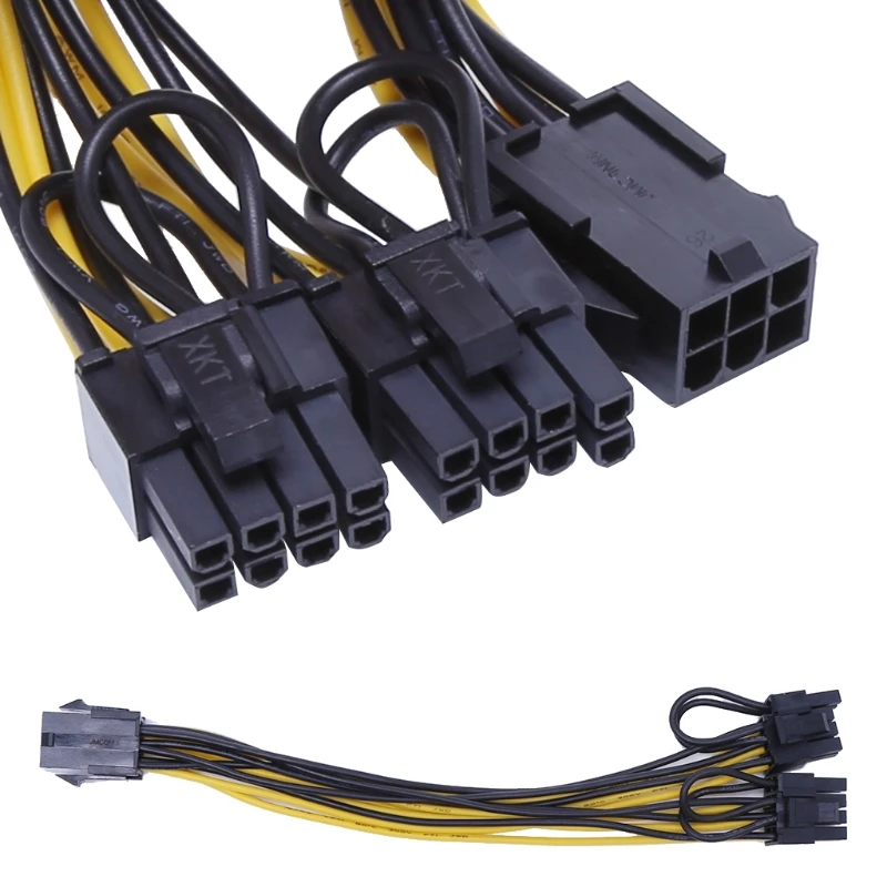 

PCI-E 6-Pin Female To Dual 8-Pin (6+2 Pin) Male Video Card Power Adapter Cable