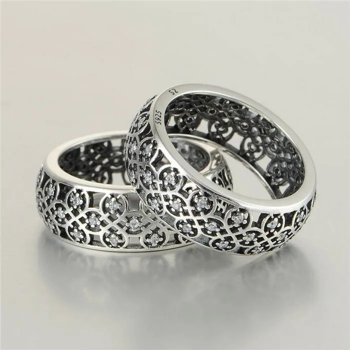 Vintage Hollow Patter Round Silver Rings anillos Real 925 Sterling silver jewelry Wedding For Women &amp Men RIP458 | Украшения и