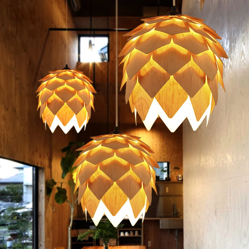Деревянные шишки светодиодные подвесные светильники DIY Паб Клуб ресторан