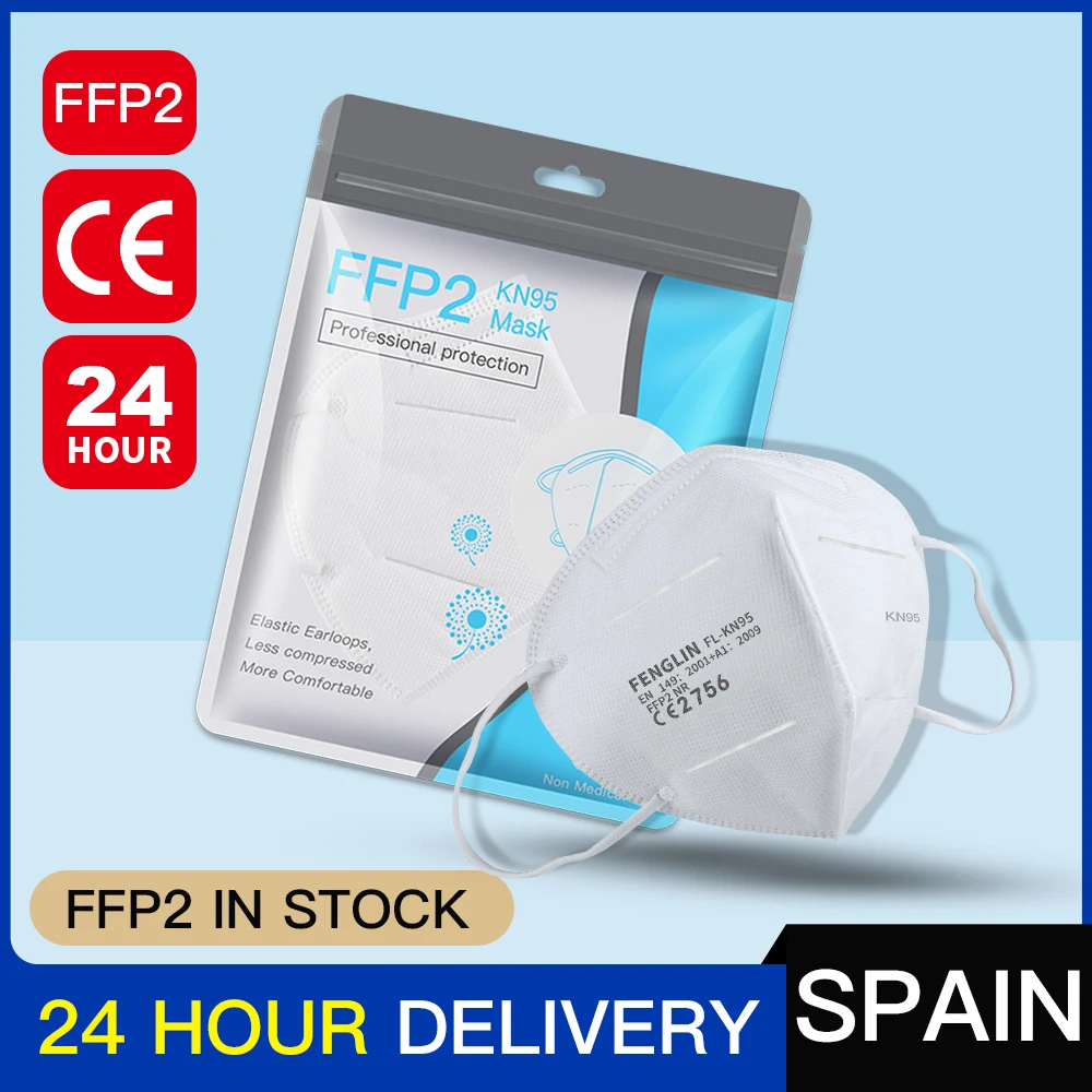 10-100 PCS FFP2 Face Mask Mouth Nose Safety Protection 5-Layer Filter Barrier Fast Shipped from Spain Belgium Poland France | Красота и