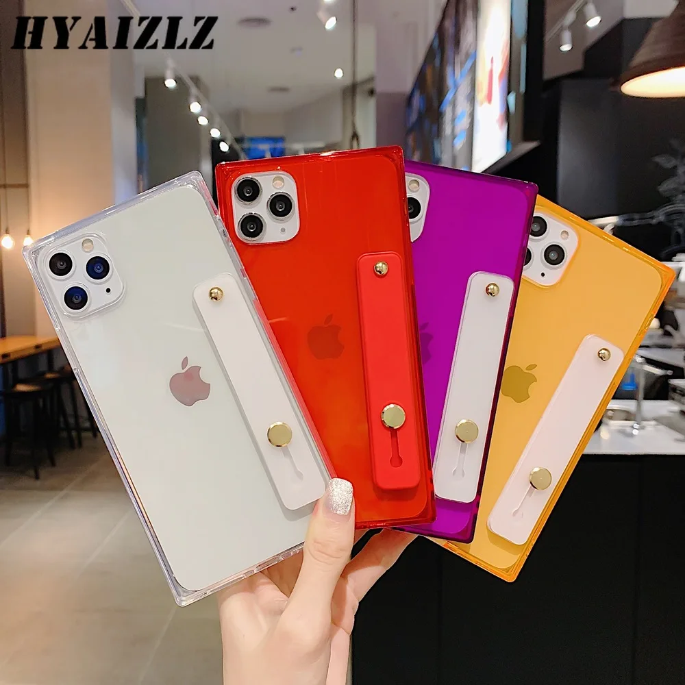 

Square Phone Case for Galaxy A51 A71 S20 Ultra A70 A50 S10E S9 Plus A20 Soft TPU Stand Cover Clear Candy Color Shockproof Coque