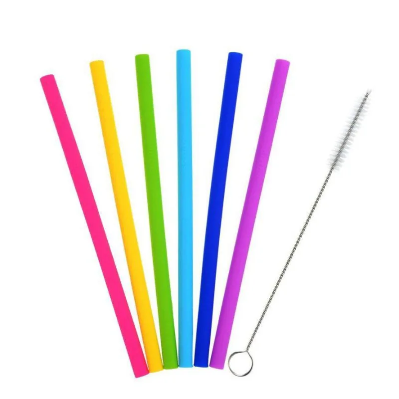 Креативная цветная силиконовая Солома для молока чая сока питья соломы + набор
