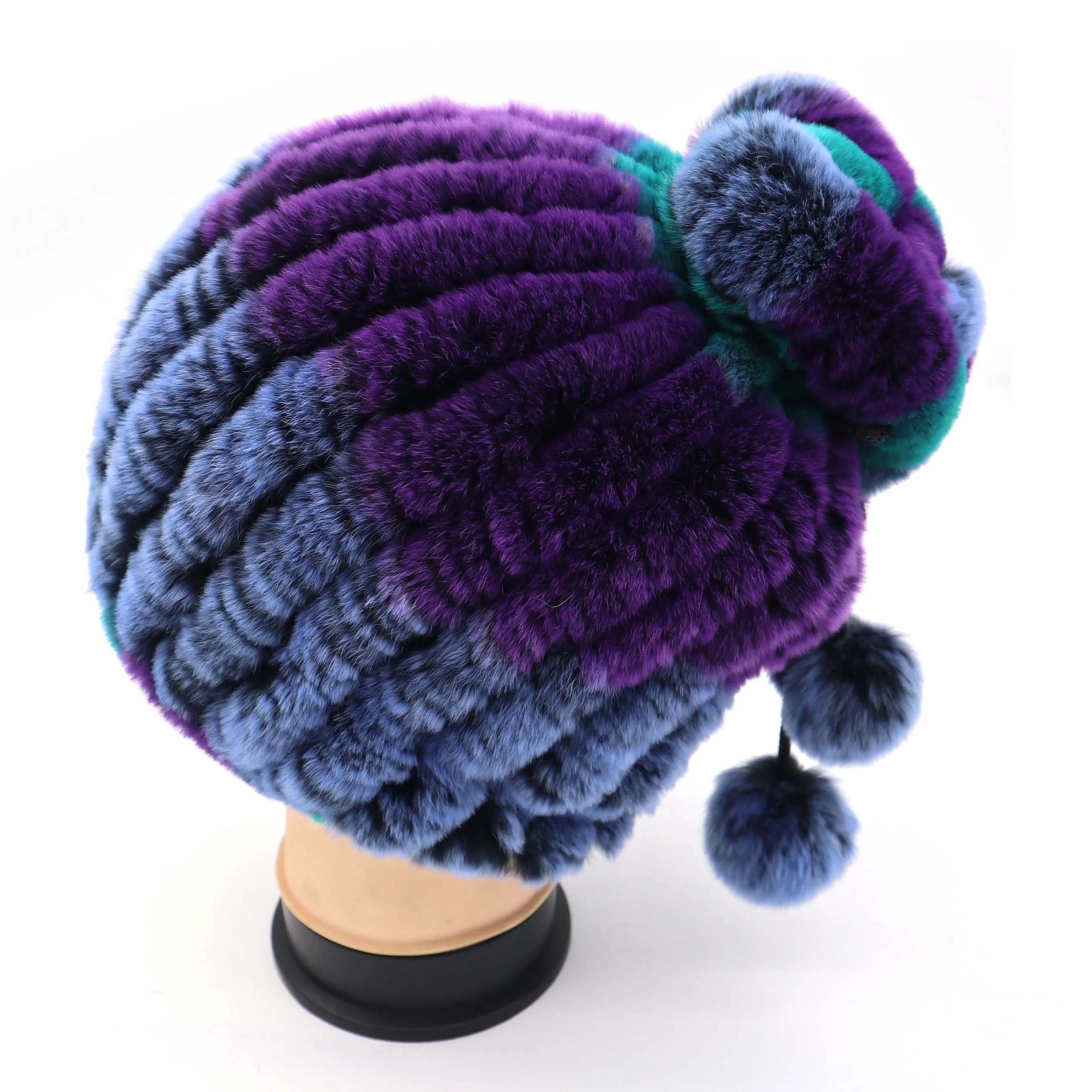 Зимняя меховая шапка женская из натурального меха кролика|Женские Skullies и