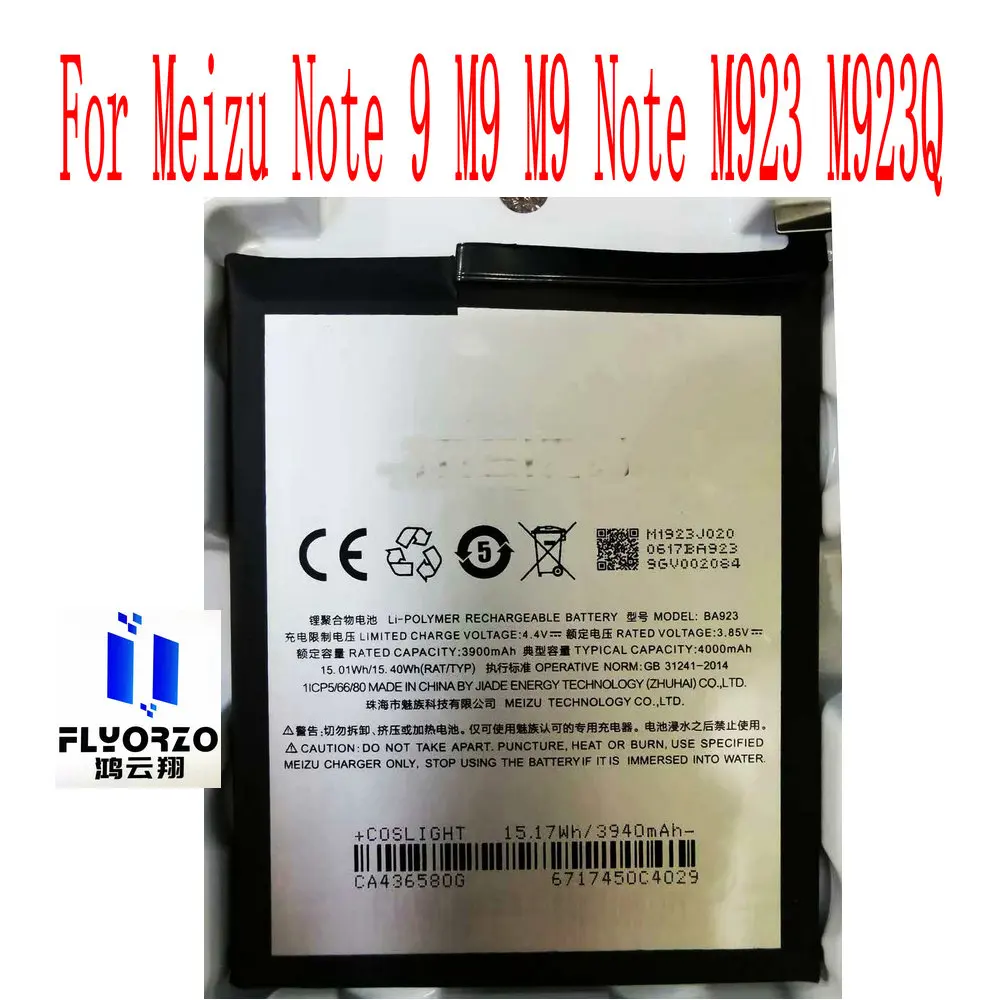 

Brand New High Quality 4000mAh BA923 Battery For Meizu Note 9 M9 M923 M923Q Mobile Phone