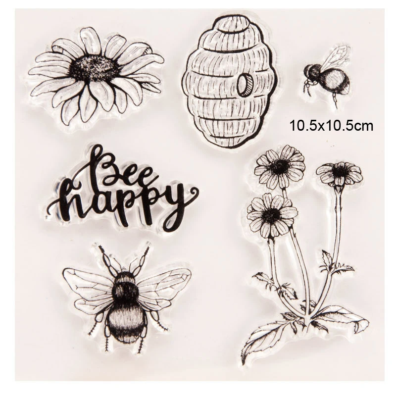 Счастливые прозрачные штампы Bee новинка 2019 скрапбукинг резиновый штамп