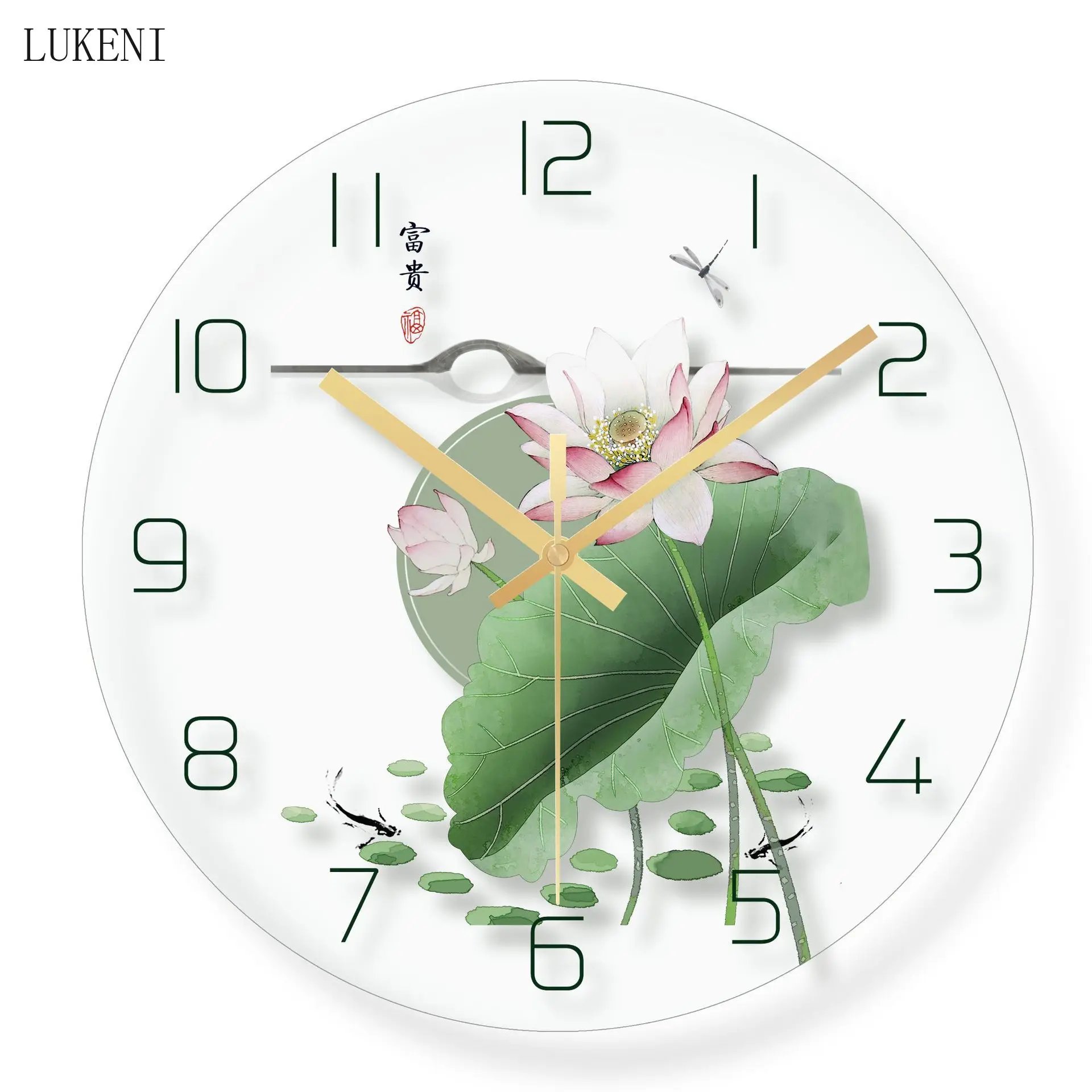 

Transparent Chinese style Tempered glass wall clockwall decor home decor