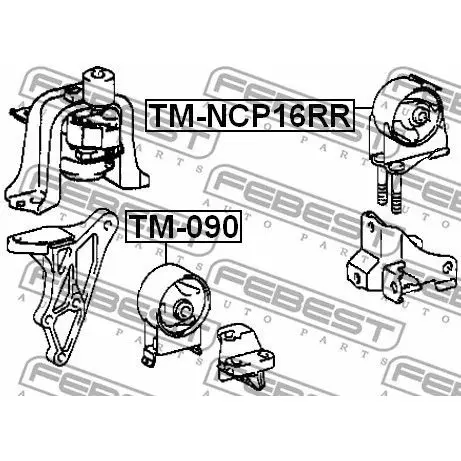 Подушка двигателя задняя Toyota Fun Cargo NCP25 4WD 99-05 FEBEST |