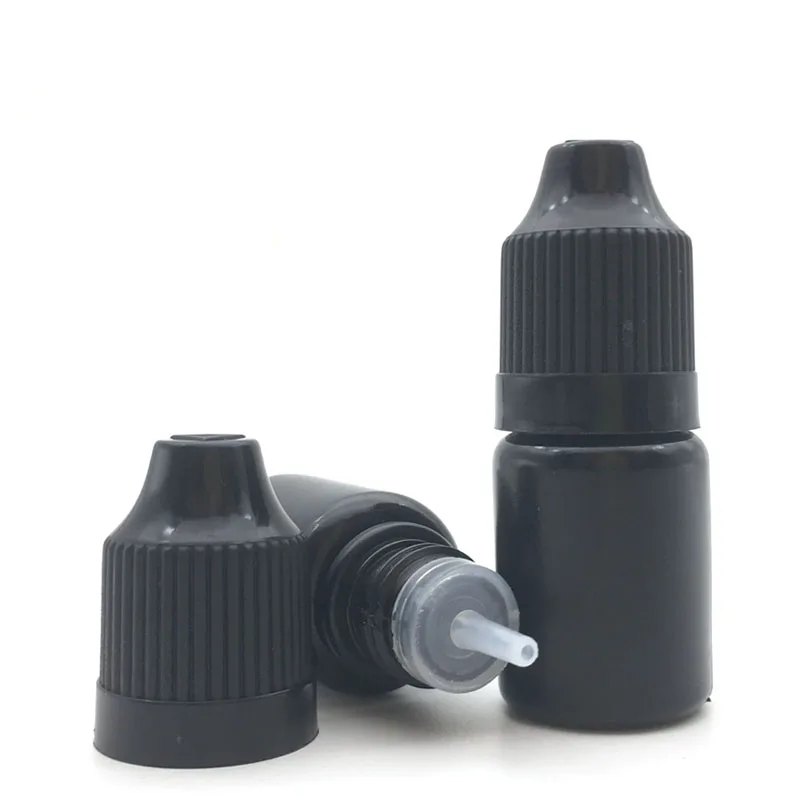 200pcs 5cc Empty Needle Vial Black PE Easy Squeeze Plastic Dropper Bottle With Childproof Cap E Liquid 5ml Jar | Красота и здоровье