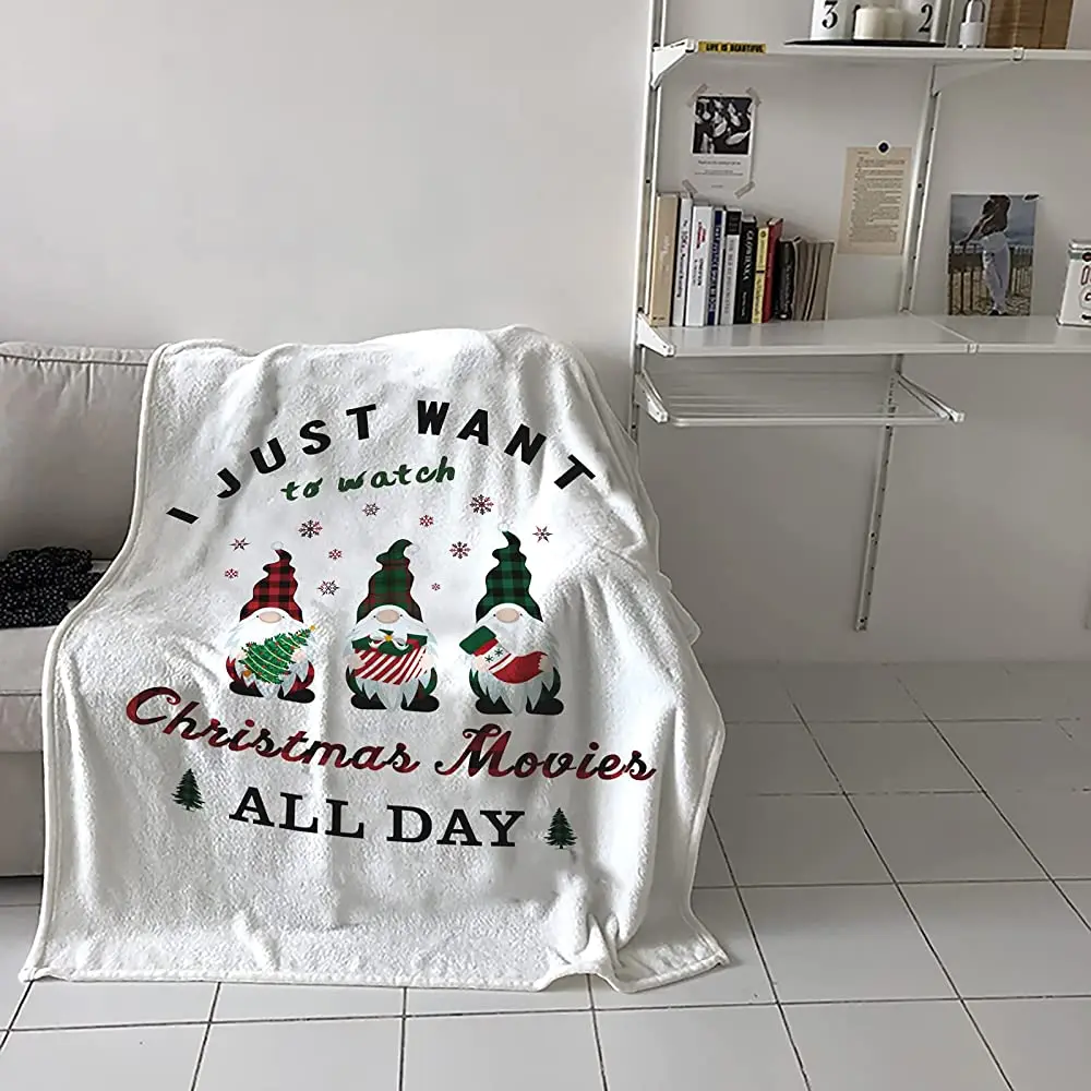 

Merry Christmas Gingerbread Man Fleece Blanket, Throw Blanket for Couch/Sofa, Red Stripes Wood Blankets Microfiber Blankets