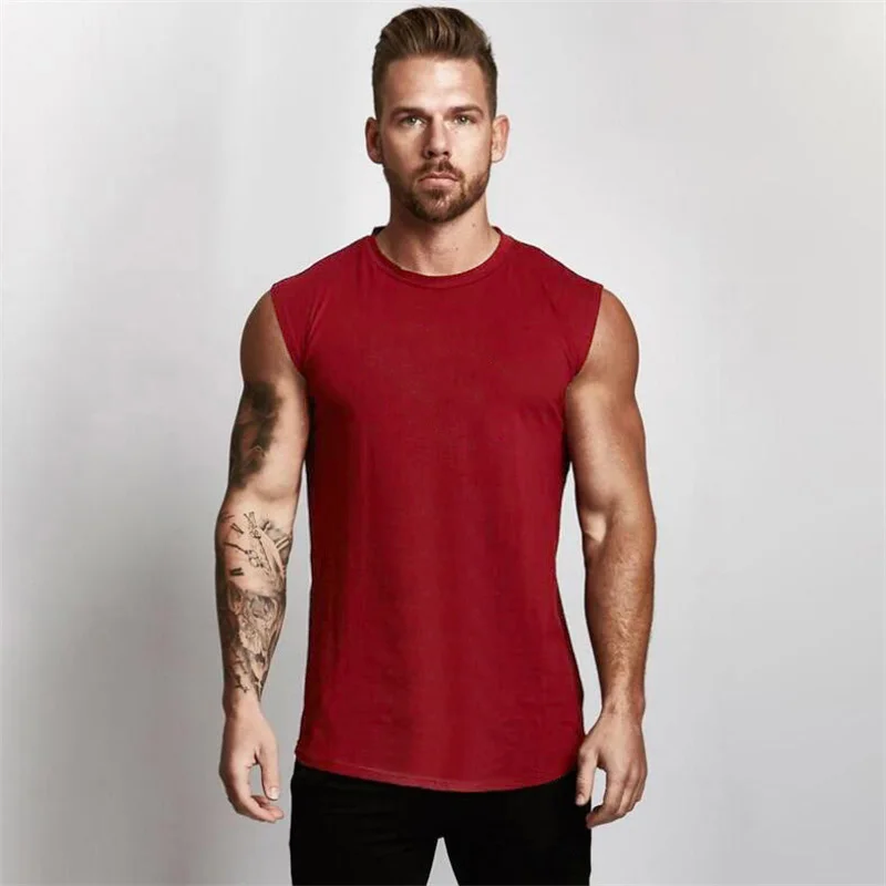 

2021 Gym Workout Sleeveless Shirt Tank Top Men Bodybuilding Clothing Fitness Mens Sportwear Vests Muscle Men Tank Tops
