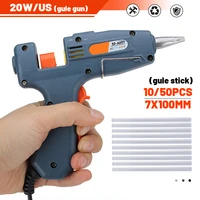 hot melt glue gun with 7x100m glue sticks 20w electric mini household heat temperature thermo tool industrial repair tools gun
