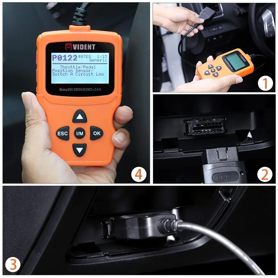 VIDENT iEasy200 OBDII/EOBD + CAN считыватель кодов двигателя OBD2 сканер многоязычный бесплатное