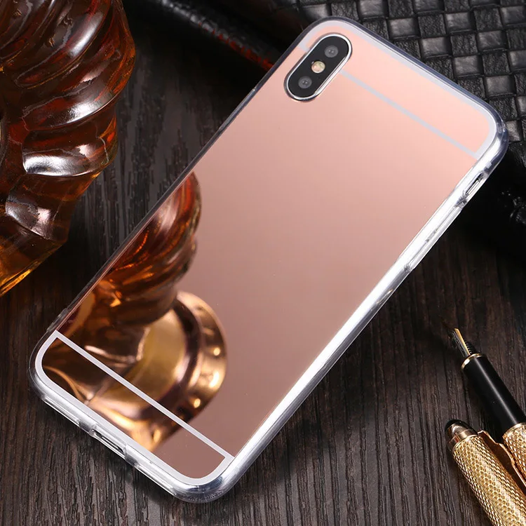 ТПУ чехол с зеркальной поверхностью для samsung A10 A20 A30 A40 A50 A6 A7 A8 A9 J4 J6 для Galaxy S8 S9 S10 плюс S10e Note9 8 S7 Edge чехол - Цвет: Rosegold