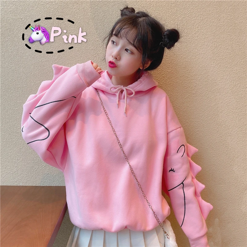Милая забавная толстовка с капюшоном Женская Осенняя зимняя свободная японская