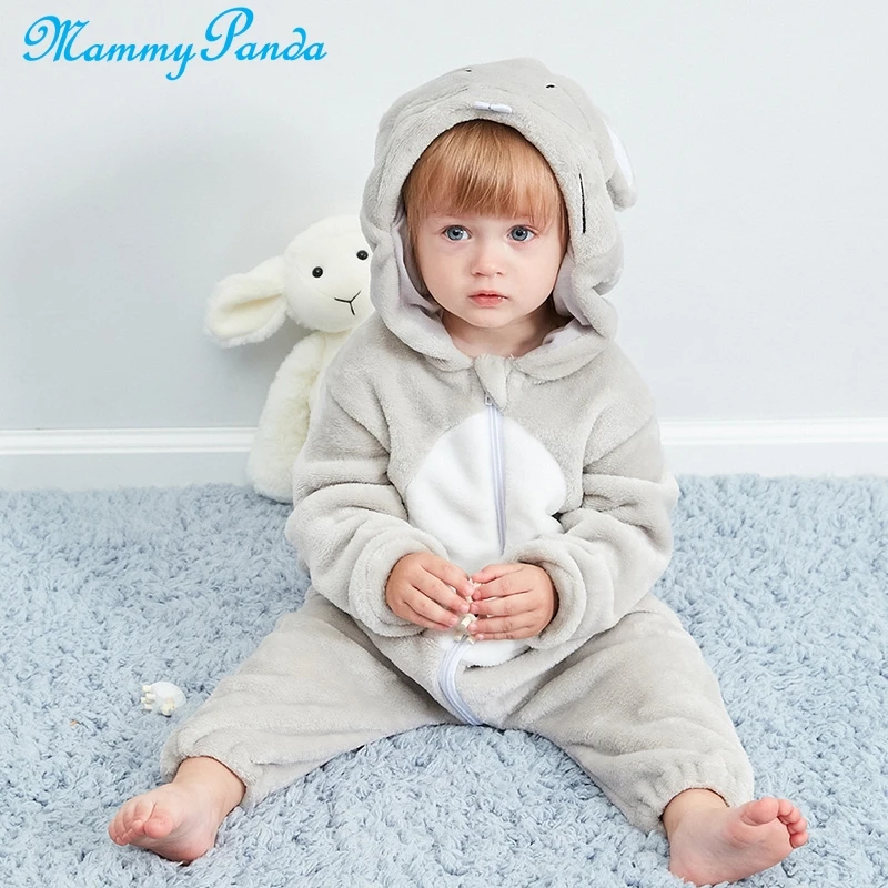 Зимняя одежда для малышей комбинезон с мехом лисы фланелевая маленьких