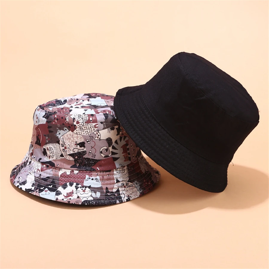 Хлопковая Двусторонняя шляпа с граффити из мультфильма рыбака шапка для